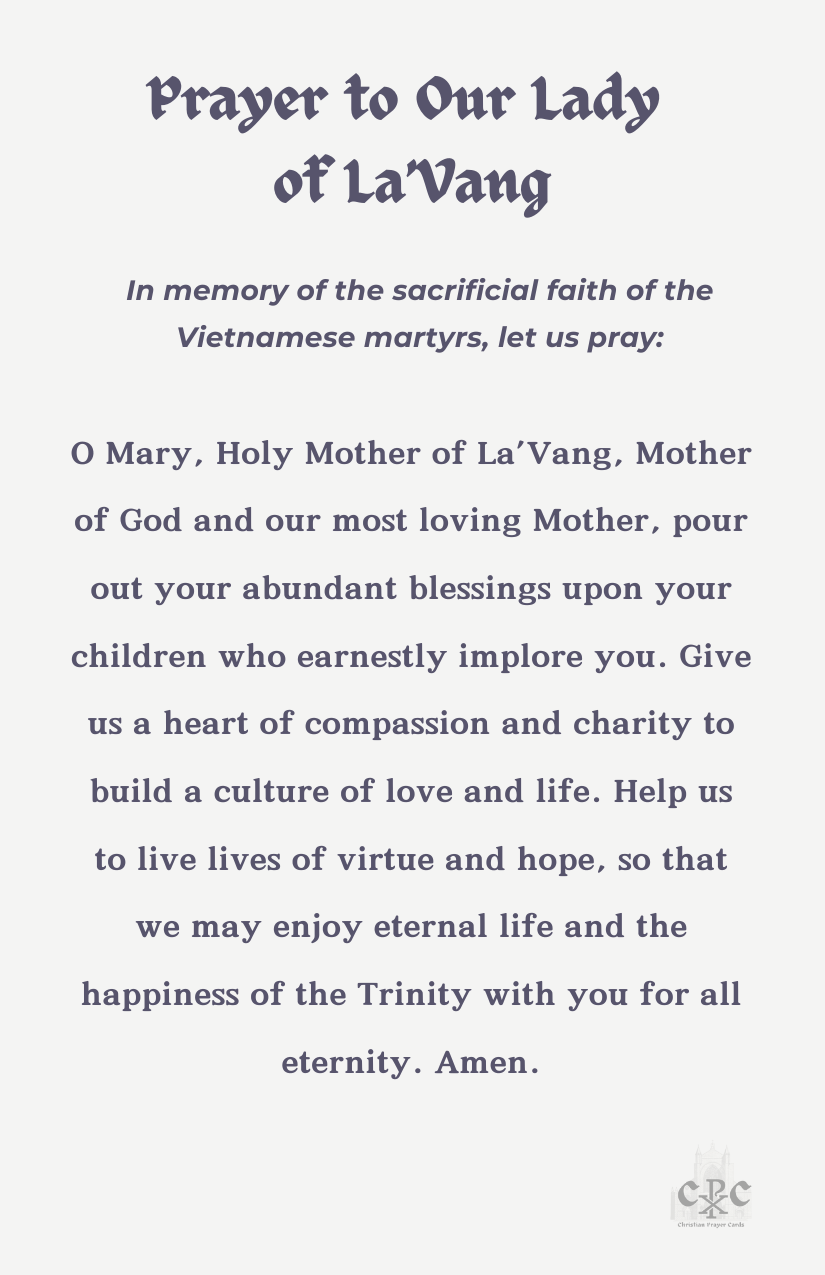 Our Lady of La'Vang Prayer Card (set of 12)