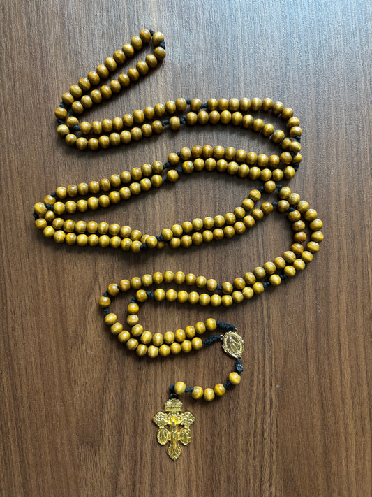 Gold Wood Rosary (15 Decade)