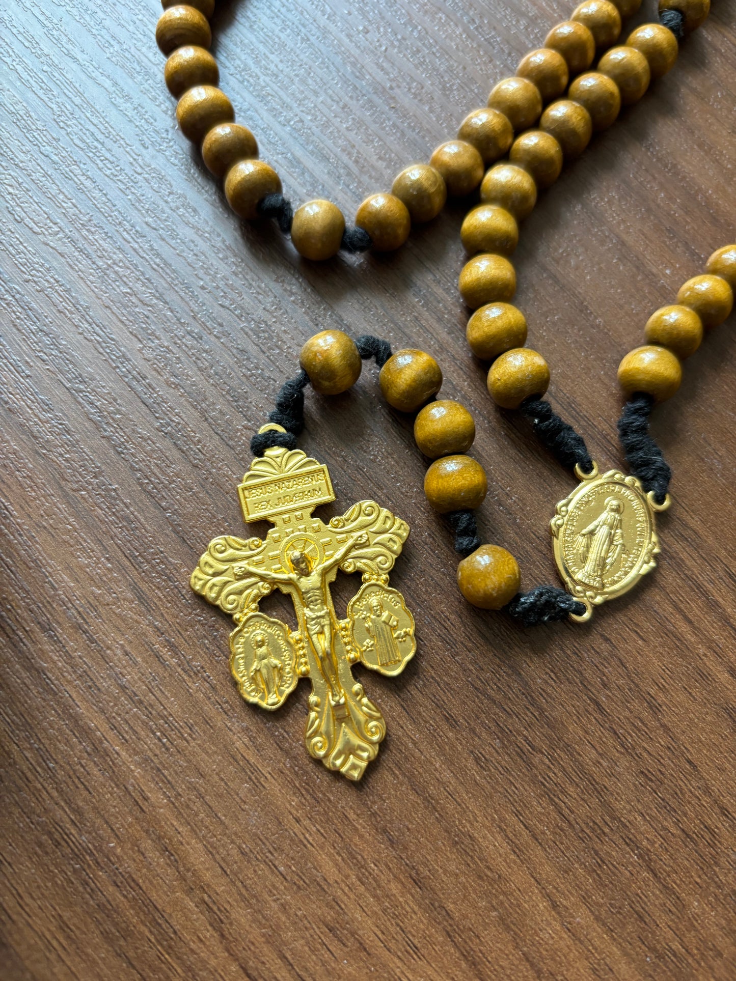 Gold Wood Rosary (5 Decade)